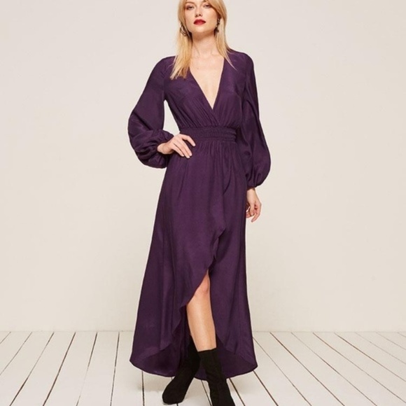 Reformation Rosalina Dress in Aubergine size M - Picture 2 of 8